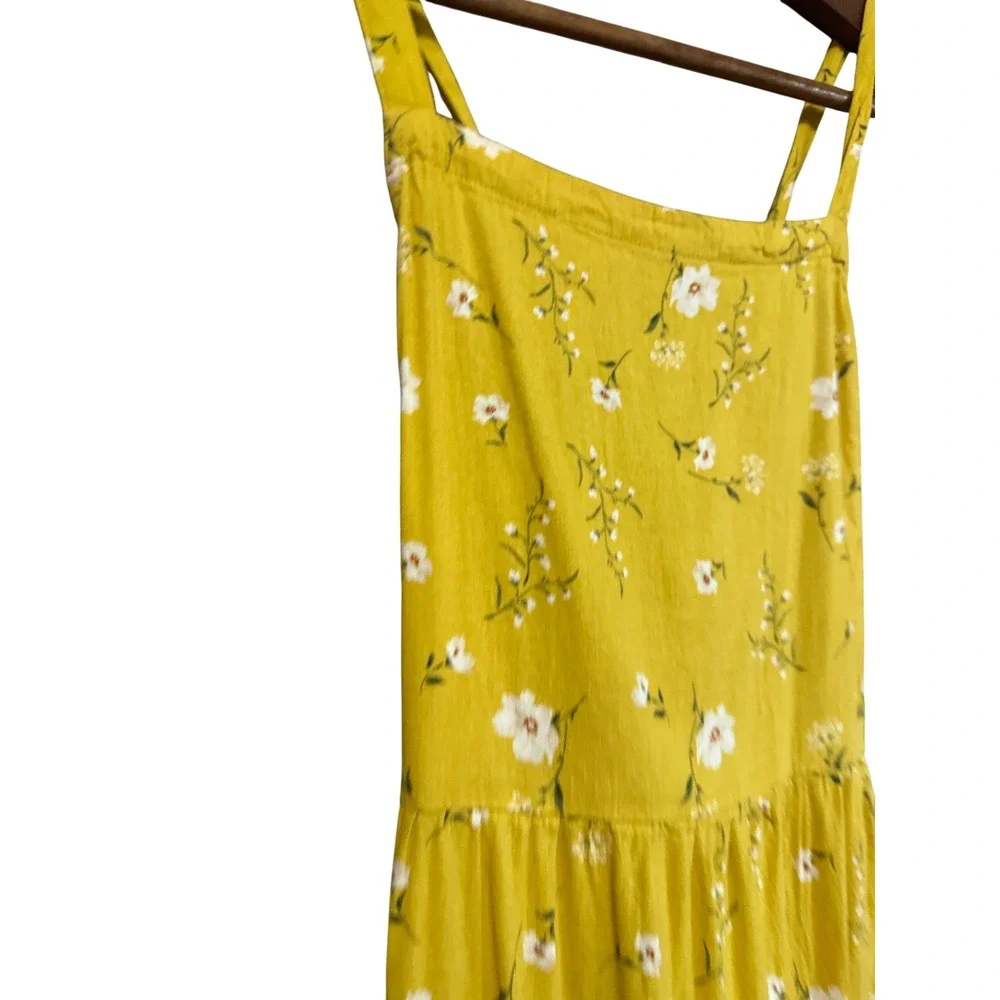 Old Navy Floral Maxi Dress Girls XL 14-16 Yellow Excellent Tiered Boho Summer